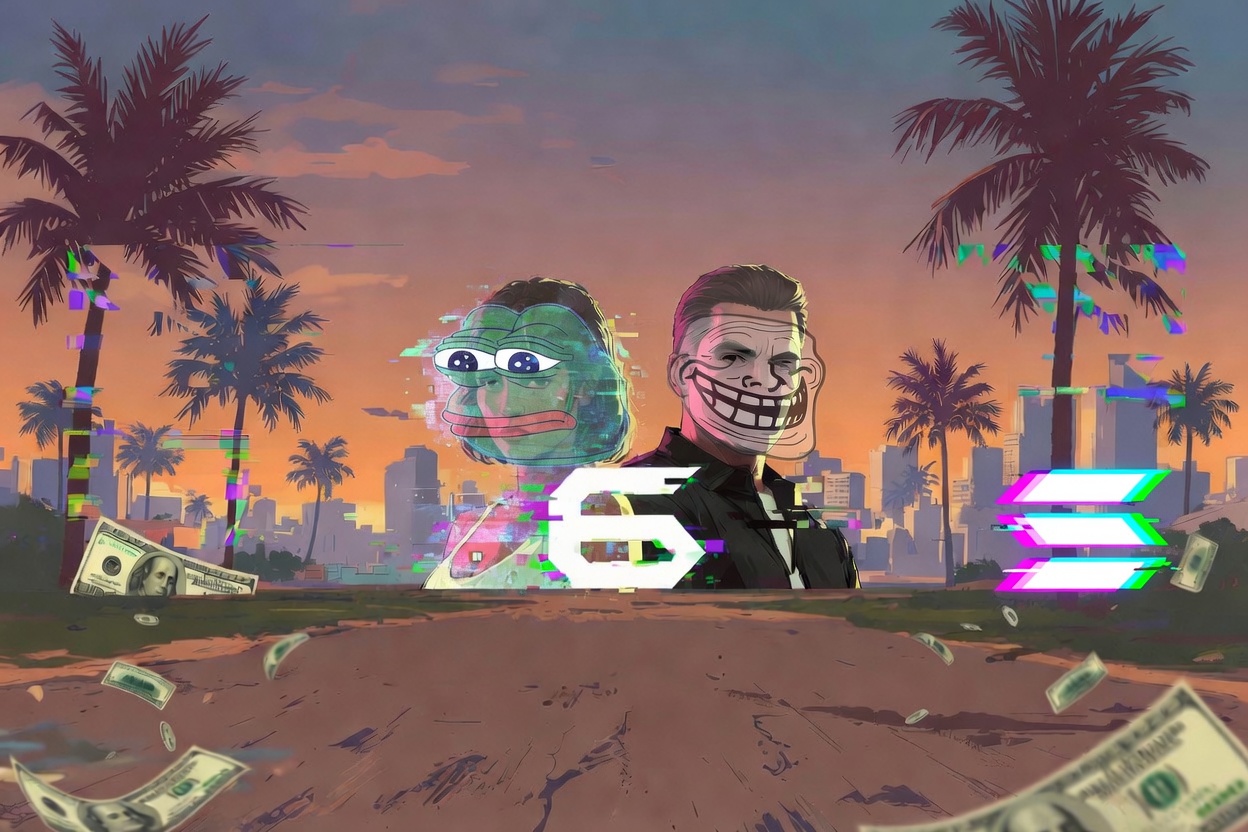 Pepe and Troll money-glitch version of the same Vlitch City artwork